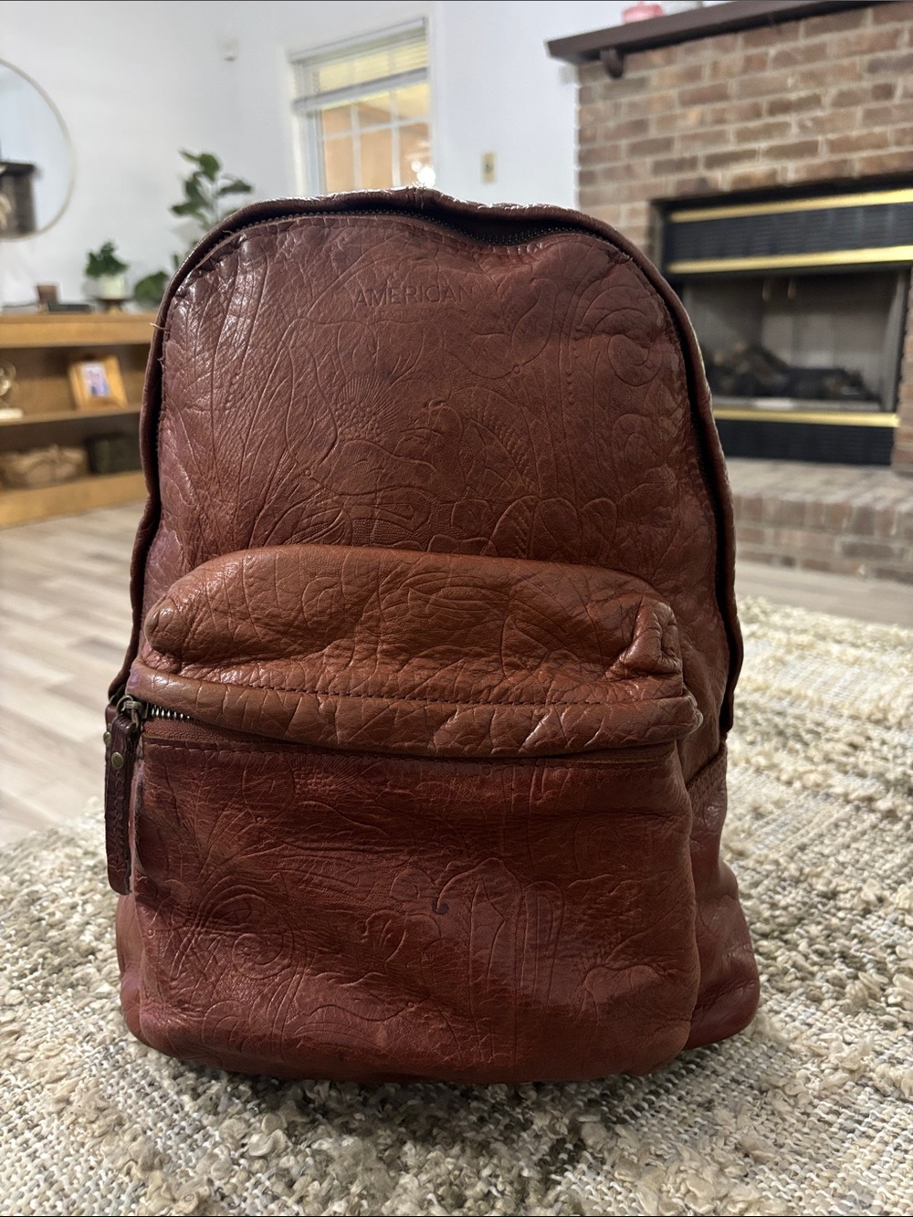 American Leather Co. Brown Embossed Women’s Backpack -